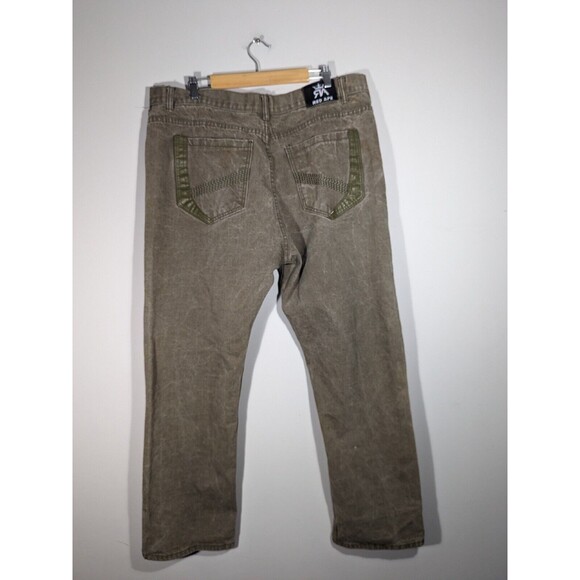 Red Ape Jean Men Sz 42 Olive Green Denim Straight Leg - Picture 2 of 8